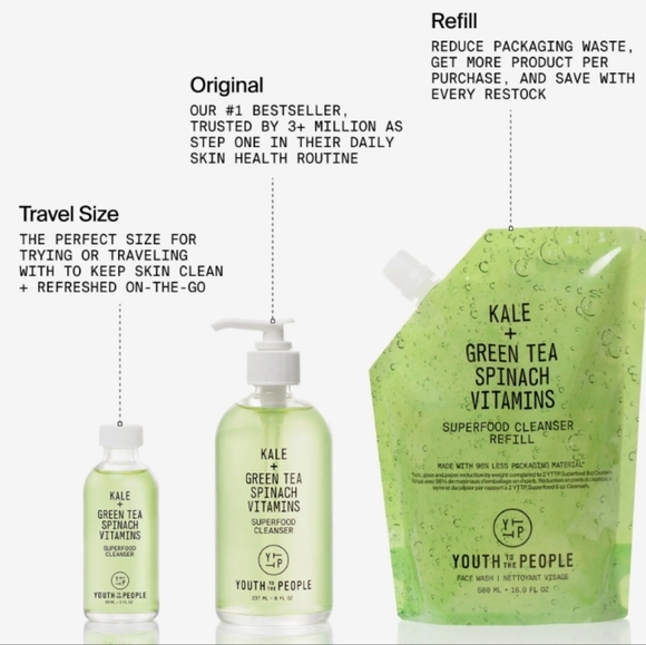 🩷 3/$15 Youth to the People Kale+Green Tea Superfood Cleanser, 2oz, NIB - Picture 6 of 8